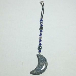 Extraordinary fossil moon pendant car charm